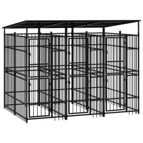 Outdoor Dog Kennel with Roof Steel 59.5 ft¬≤