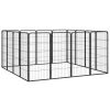 16-Panel Dog Playpen Black 19.7"x39.4" Powder-coated Steel