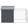 Dog House with Run Anthracite 46.1"x79.1"x48.4" Galvanized Steel