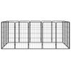 16-Panel Dog Playpen Black 19.7"x39.4" Powder-coated Steel