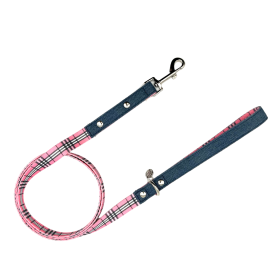 Swag Leash - Denim & Beige Plaid (Color: Pink Plaid & Denim)